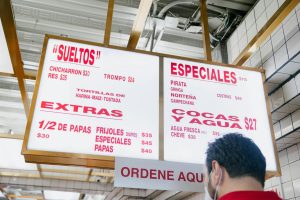 signage for a menu